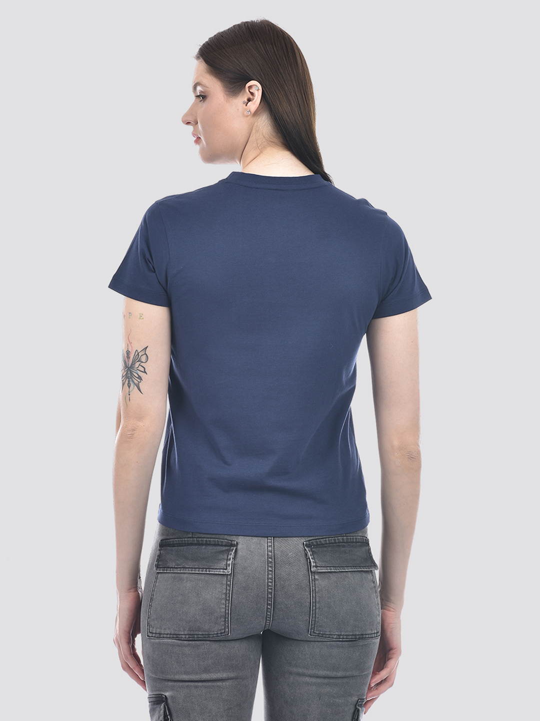 Numero Uno Women Solid Blue Cotton T-Shirt
